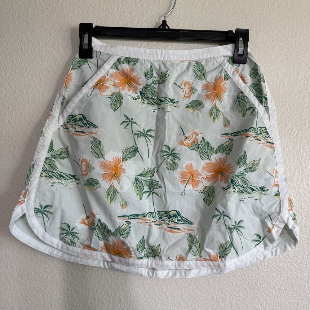 American Eagle Women's Hawaiian Floral Green Orange Floral Skirt Size XS X Small